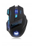 Souris de Jeu 7 Boutons Souris Gaming LED Optique 2400 DPI Zelotes F14 Noir-Bleu 2.4Ghz