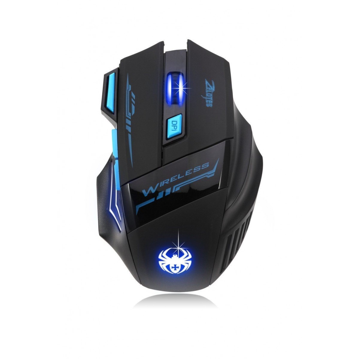 Souris de Jeu 7 Boutons Souris Gaming LED Optique 2400 DPI Zelotes F14 Noir-Bleu 2.4Ghz