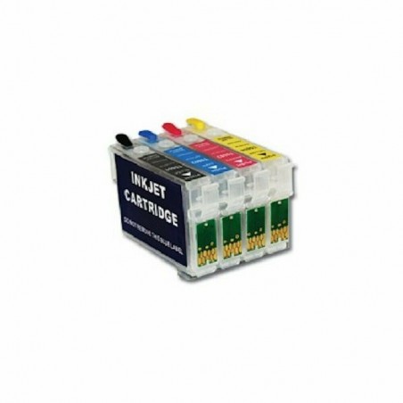 4 Cartouches rechargeables compatibles Epson T1291-T1294 (Série Pomme)