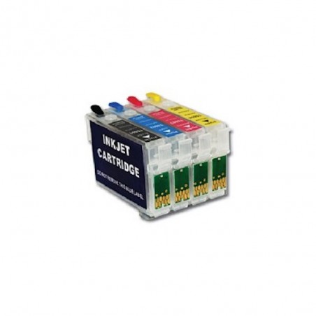 4 Cartouches rechargeables compatibles Epson T1621-T1624 (Série Stylo Plume)