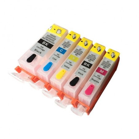 5 Cartouches Rechargeables pour Canon PGI-525PGBK/CLI-526BK/C/M/Y
