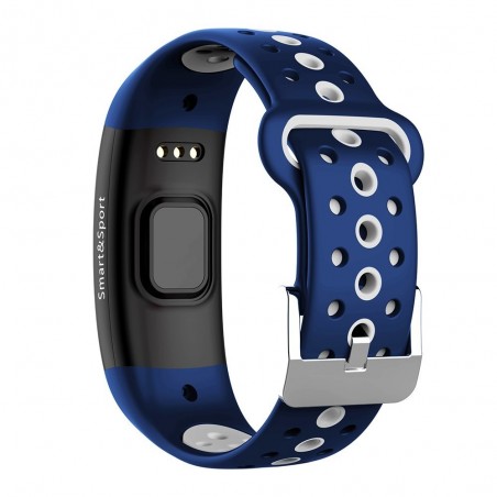 Bracelet connecté Bleu-Blanc IP68 Bluetooth - Tracker Activité Écran couleur Rythme Cardiaque Podomètre
