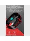 Bracelet connecté Noir-Rouge IP68 Bluetooth - Tracker Activité Écran couleur Rythme Cardiaque Podomètre