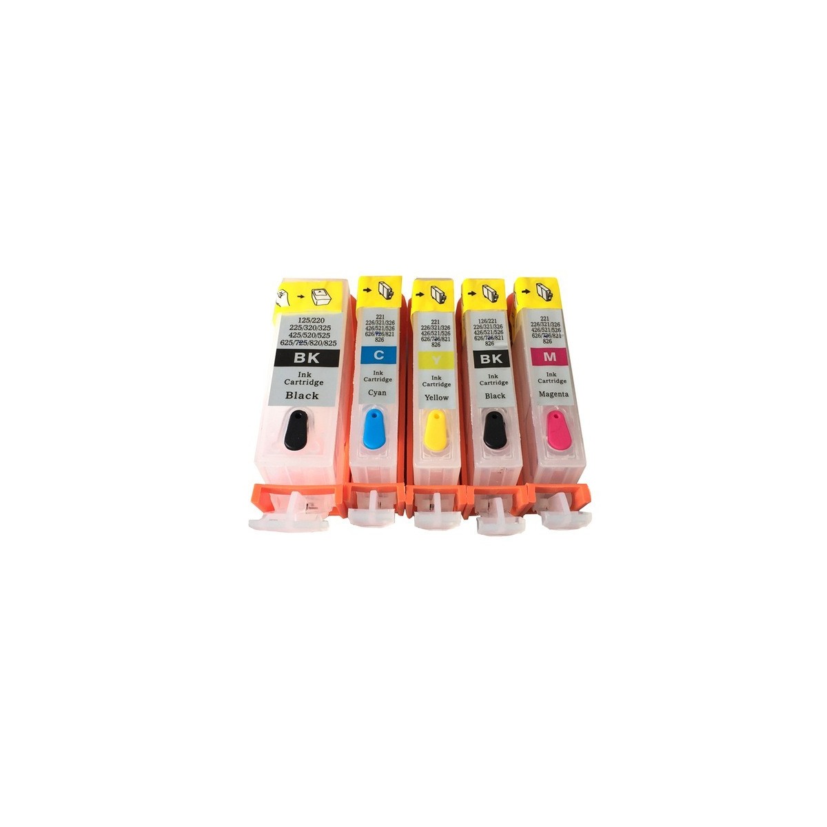 5 Cartouches Rechargeables pour Canon PGI-520 CLI-521 5 Cartouches Rechargeables pour Canon PGI-520 CLI-521