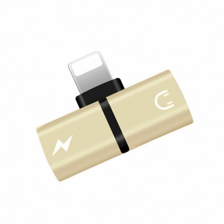 Adaptateur 2 en 1 pour iphone 7 8 plus X audio écouteur chargeur splitter Or