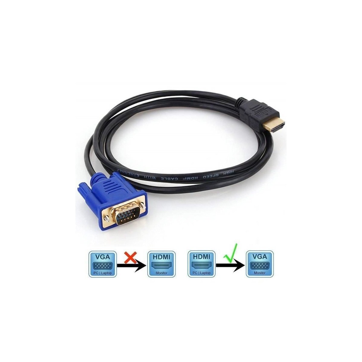 Câble HDMI vers VGA 1.8m Noir