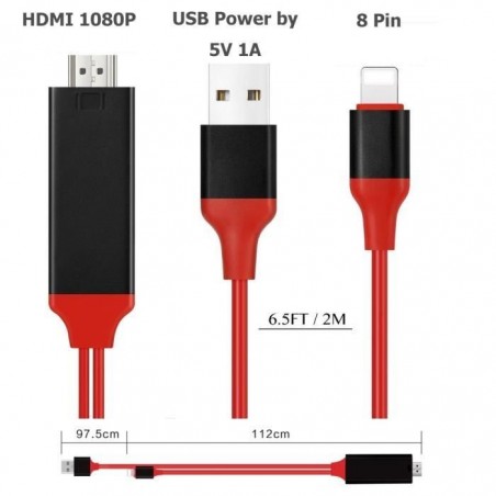 Câble Adaptateur Pour iPad iPhone 11 x Xs 6 7 8 Vers HDMI TV AV