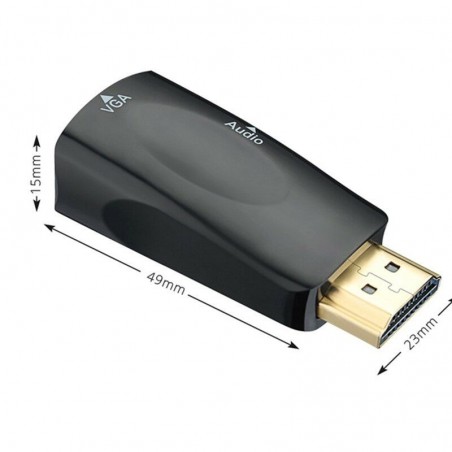 Adaptateur HDMI Mâle vers VGA Femelle Audio Vidéo Câble Convertisseur 1080P Noir