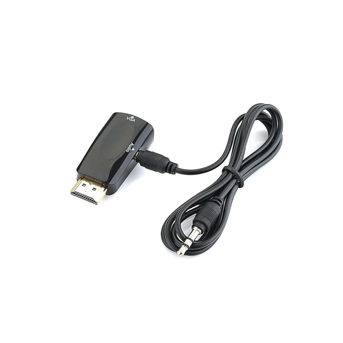 Adaptateur HDMI Mâle vers VGA Femelle Audio Vidéo Câble Convertisseur 1080P Noir