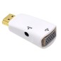 Adaptateur HDMI Mâle vers VGA Femelle Audio Vidéo Câble Convertisseur 1080P Blanc