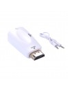 Adaptateur HDMI Mâle vers VGA Femelle Audio Vidéo Câble Convertisseur 1080P Blanc