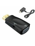 Adaptateur HDMI Mâle vers VGA Femelle Audio Vidéo Câble Convertisseur 1080P Noir