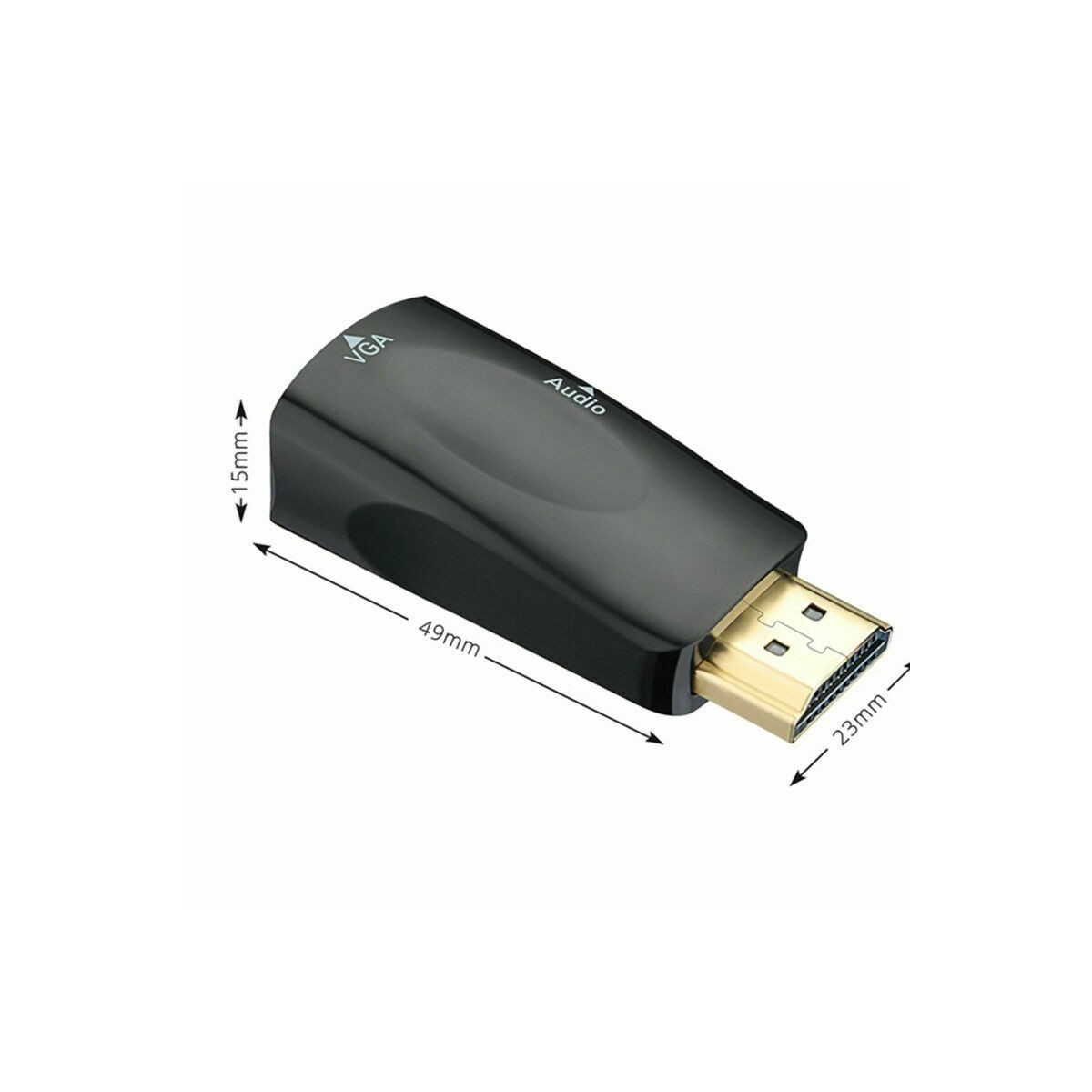 Adaptateur HDMI Mâle vers VGA Femelle Audio Vidéo Câble Convertisseur 1080P Noir