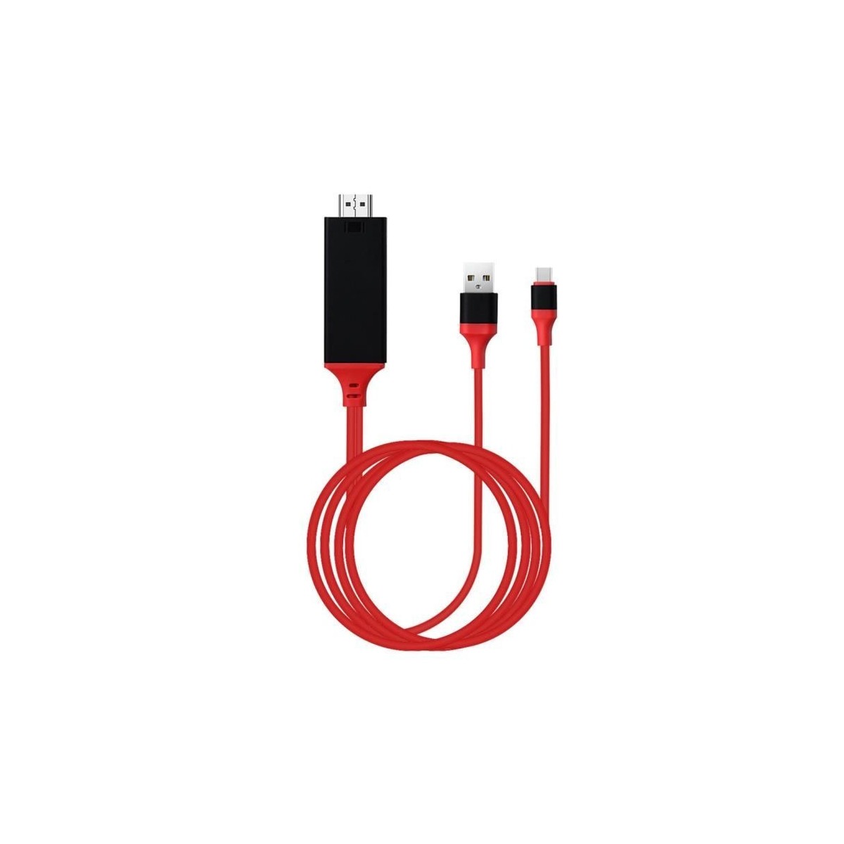 Câble Adaptateur Type-C vers HDMI Rouge 2 M Ultra HD 1080P 4K + USB