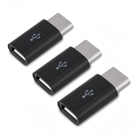 3x Adaptateurs Micro USB vers USB C - Connecteur Universel Micro USB Femelle vers USB 3.1 Type C Mâle pour Smartphone