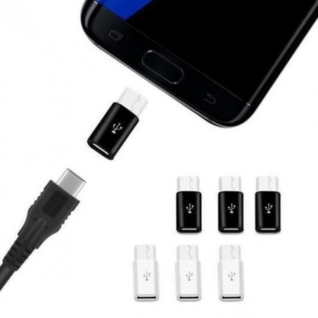 6x Adaptateurs Micro USB vers USB C - Connecteur Universel Micro USB Femelle vers USB 3.1 Type C Mâle (3 Blanc, 3 Noir)