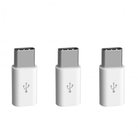 3x Adaptateurs Micro USB vers Type-c Blanc
