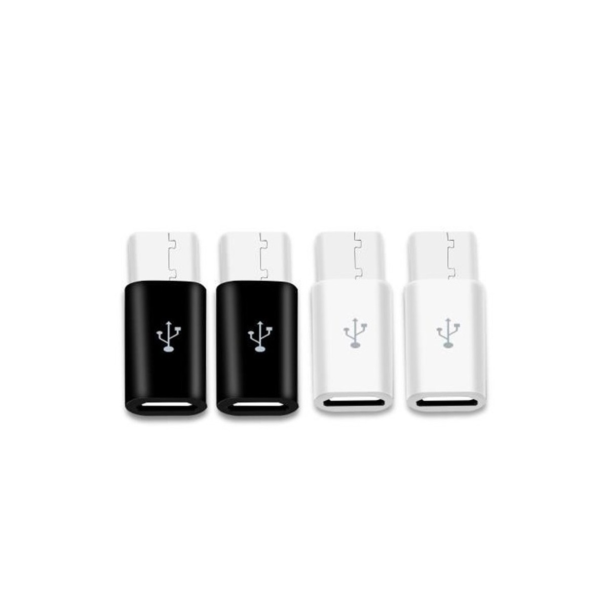 4x Adaptateurs Micro USB vers USB C (2 Blanc, 2 Noir)