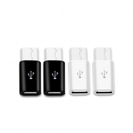 4x Adaptateurs Micro USB vers USB C (2 Blanc, 2 Noir)