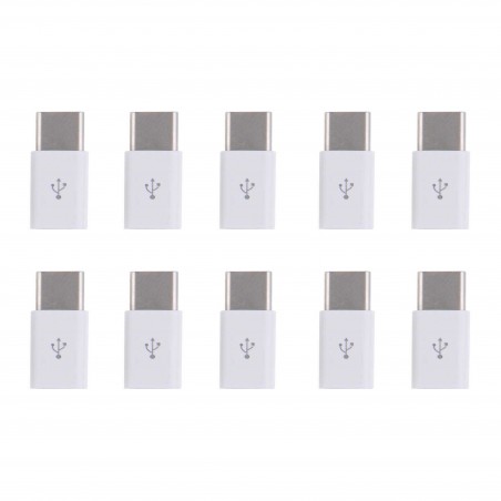 10x Adaptateurs Micro USB vers Type-c Blanc