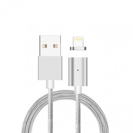 Câble Pour iPhone Magnétique Argent Nylon Tressé pour iPhone