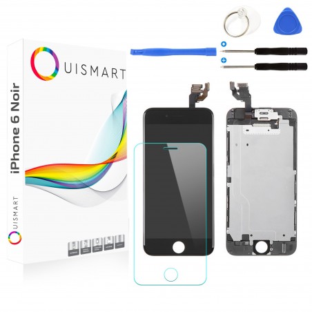 OuiSmart® BOITE BLOC COMPLET POUR IPHONE 6 NOIR TOUT ASSEMBLÉ VITRE TACTILE + ECRAN LCD + 1 VERRE TREMPE + BOITE FBC