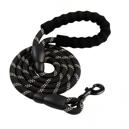 Laisse noir pour Chien en Nylon Réglable Solide de Haute Qualité Réfléchissant 1,5 m Corde Grands ou Moyens Chiens