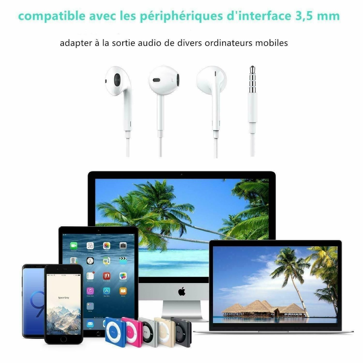 Ecouteurs pour Iphone 4 4S 5 5S 5C 6 6S PLUS kit main libre volumes
