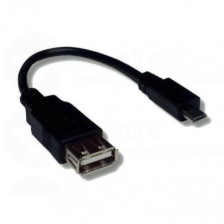 Adaptateur USB Femelle - Micro USB Mâle - OTG Noir