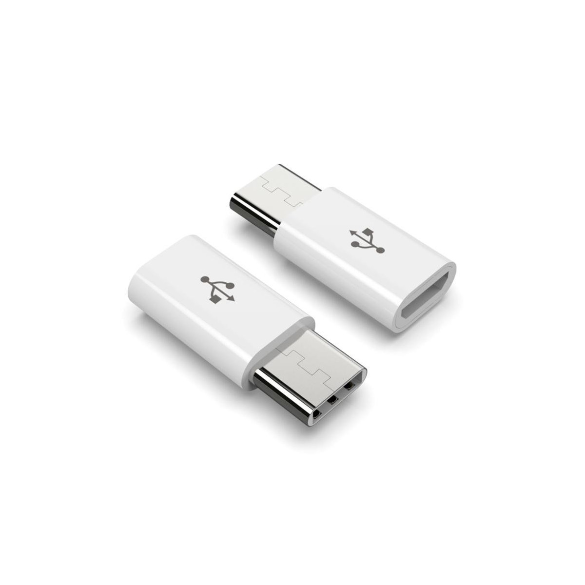 2x Adaptateurs Micro USB vers Type-c Blanc 2x Adaptateurs Micro USB vers Type-c Blanc