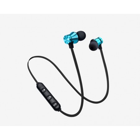Écouteurs Bleu Bluetooth Sans Fil Stéréo Casque Sport Magnétique Sans Fil