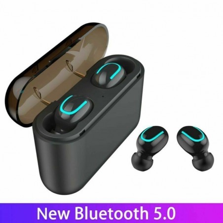 Écouteurs-boutons Noir stéréo sans fil pour écouteurs mobiles Bluetooth V5.0 avec MIC