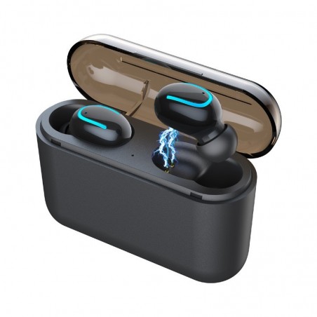 Écouteurs-boutons Noir stéréo sans fil pour écouteurs mobiles Bluetooth V5.0 avec MIC