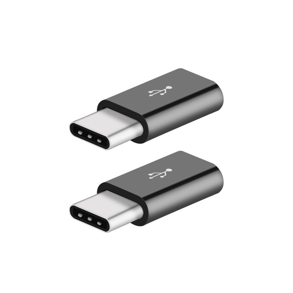 2x Adaptateurs Micro USB vers Type-c Noir