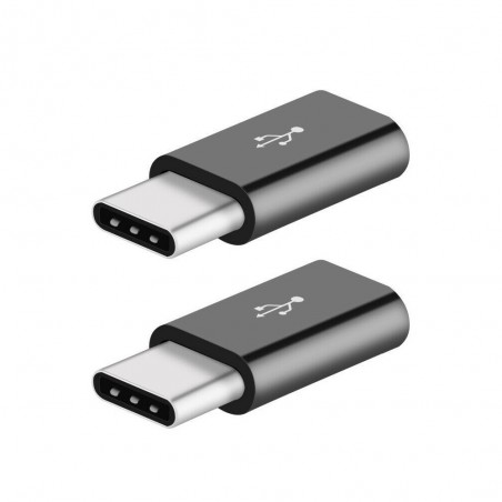 2x Adaptateurs Micro USB vers Type-c Noir