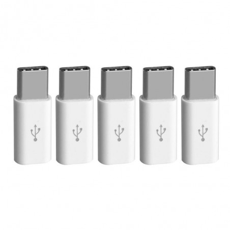 5x Adaptateurs Micro USB vers Type-c Blanc