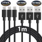 Pack de 3 Câbles Chargeurs 1m en nylon tressé pour iPhone Xs max/Xs/XR/X 8 8Plus 7 7Plus 6 6S Plus/iPad/iPod Pack de 3 Câbles Chargeurs 1m en nylon tressé pour iPhone Xs max/Xs/XR/X 8 8Plus 7 7Plus 6 6S Plus/iPad/iPod
