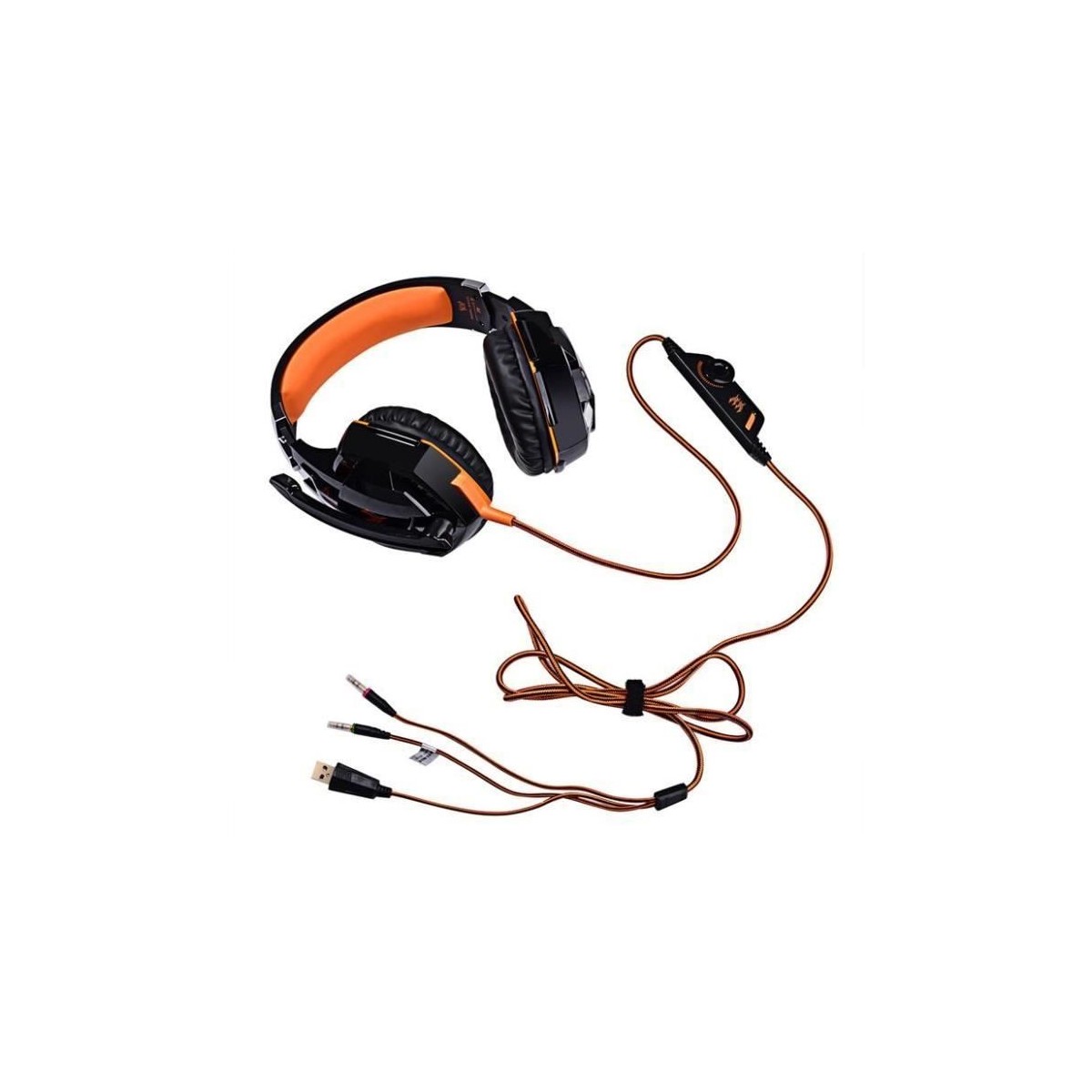 Casque Orange Réglable anti-bruit du jeux pour ordinateur Apple PS3