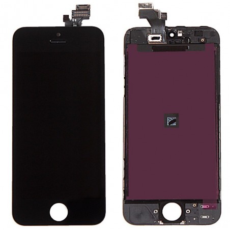 ECRAN LCD POUR IPHONE 5 NOIR RETINA VITRE TACTILE SUR CHASSIS SANS OUTILS