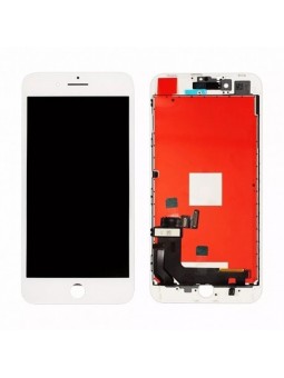 ECRAN LCD POUR IPHONE 8 PLUS BLANC NU + VITRE TACTILE SUR CHASSIS SANS OUTILS