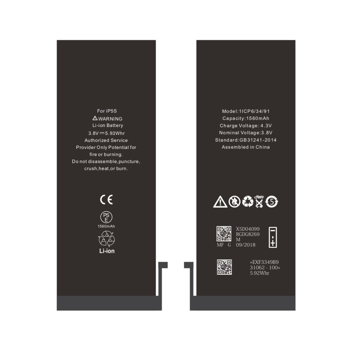 BATTERIE INTERNE NEUVE DE REMPLACEMENT POUR IPHONE 5S SANS OUTILS