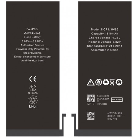 BATTERIE POUR IPHONE 6 INTERNE NEUVE DE REMPLACEMENT SANS OUTILS