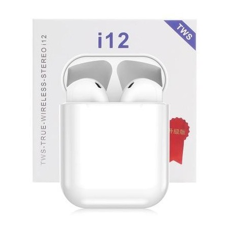Écouteurs blanc sans fil bluetooth TWS i12