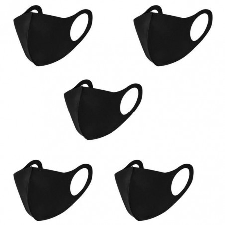 5 Masques Noir Unisexe en soie glacée anti-poussière