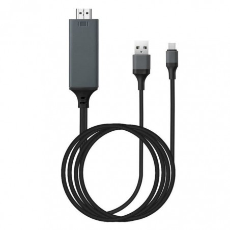 Câble Adaptateur Type-C vers HDMI Noir 2 M Ultra HD 1080P 4K + USB