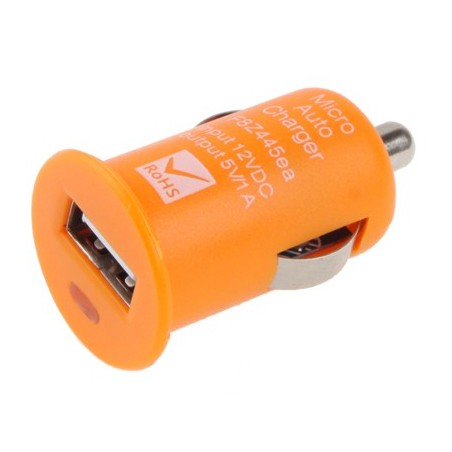Chargeur de voiture Allume Cigare USB 12/24V 5V 1A Orange