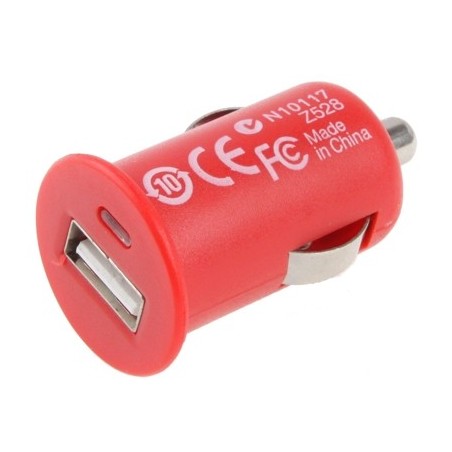 Chargeur de voiture Allume Cigare USB 12/24V 5V 1A Rouge