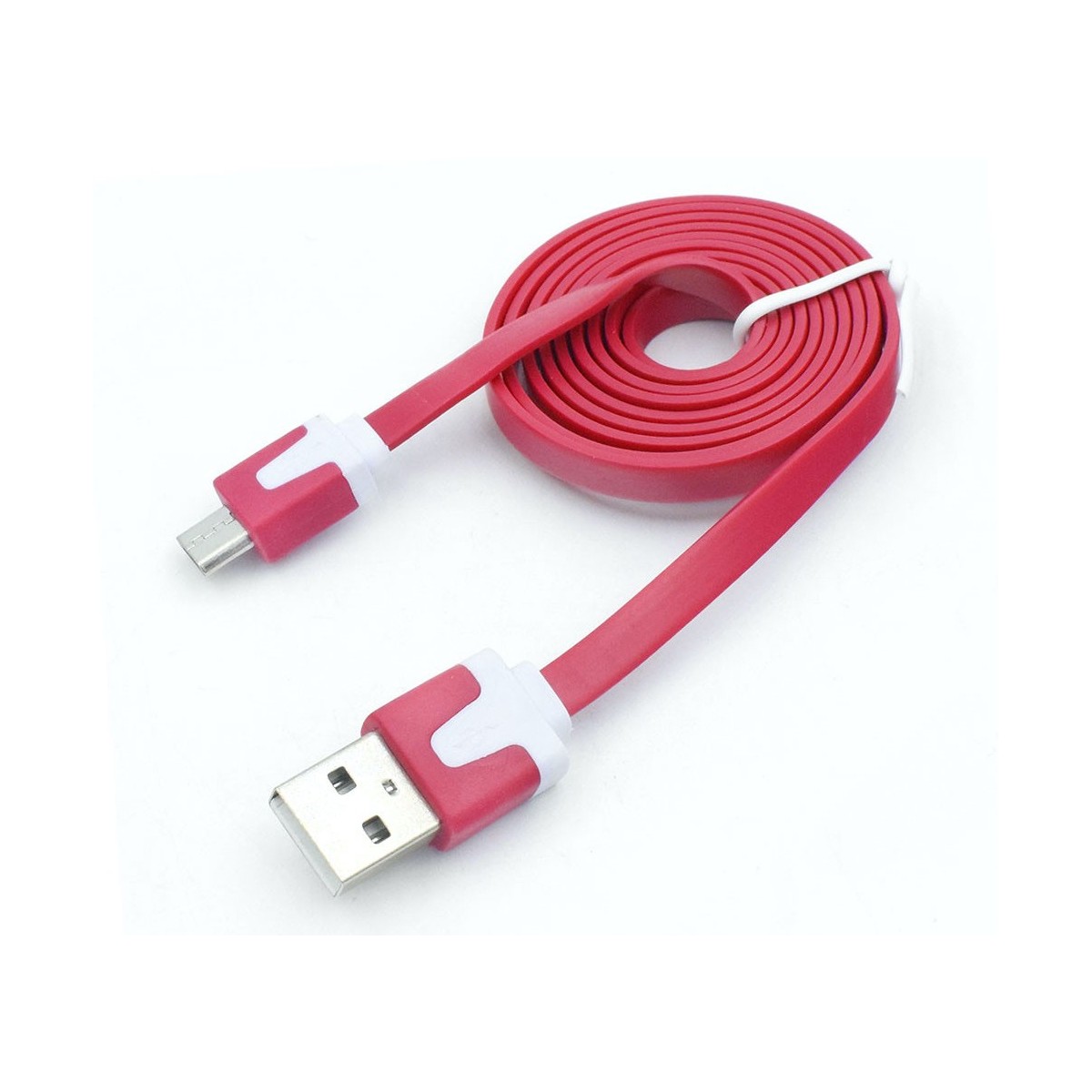 Câble chargeur plat 1m Micro usb Rouge