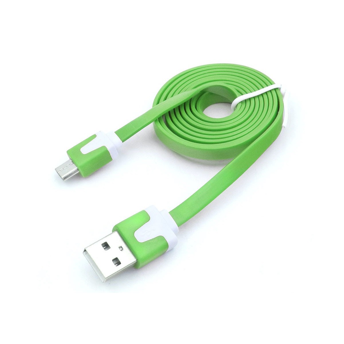 Câble chargeur plat 1m Micro usb Vert