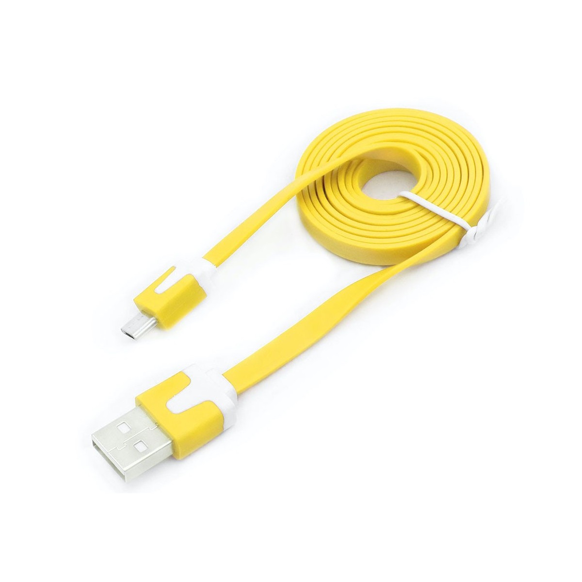 Câble chargeur plat 1m Micro usb Jaune